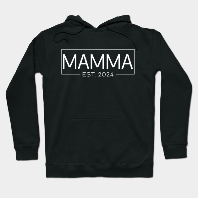 Mamma Est. 2024, New Mamma 2024 Hoodie by MetalHoneyDesigns